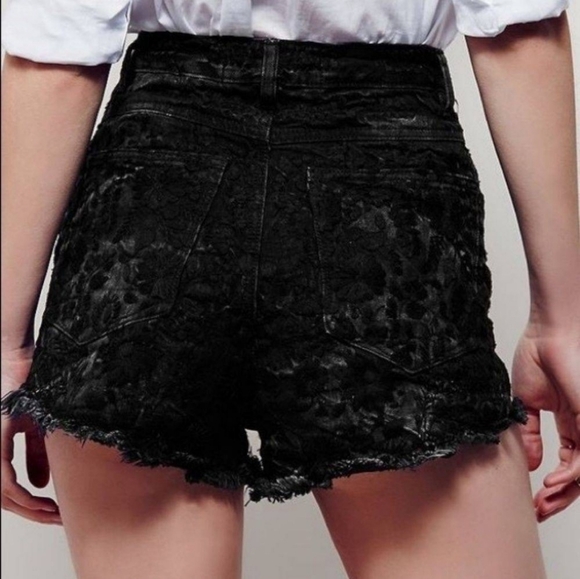 Free People Etienne Fields Shorts Black Denim 26 - Picture 3 of 10